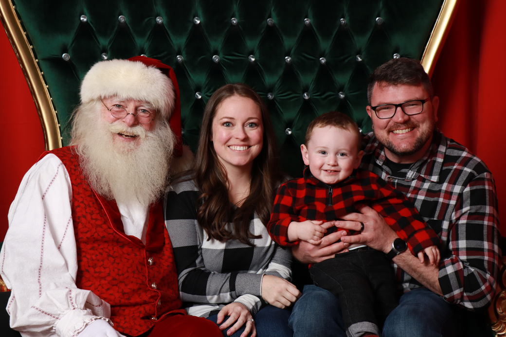 The Johnson family with Santa Max, 2025 (posted with permission)